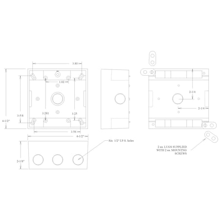 Mulberry Electrical Box, 30.5 cu in, Outlet Box Type, 2 Gangs, Aluminum 30257